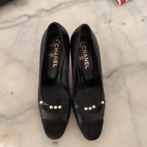 Chanel Black Suede Kitten Heels